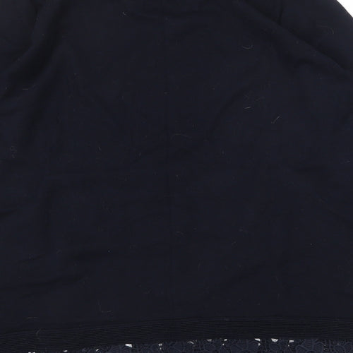 Dorothy Perkins Womens Blue Cotton Basic Blouse Size 12 Scoop Neck - Crochet Trim