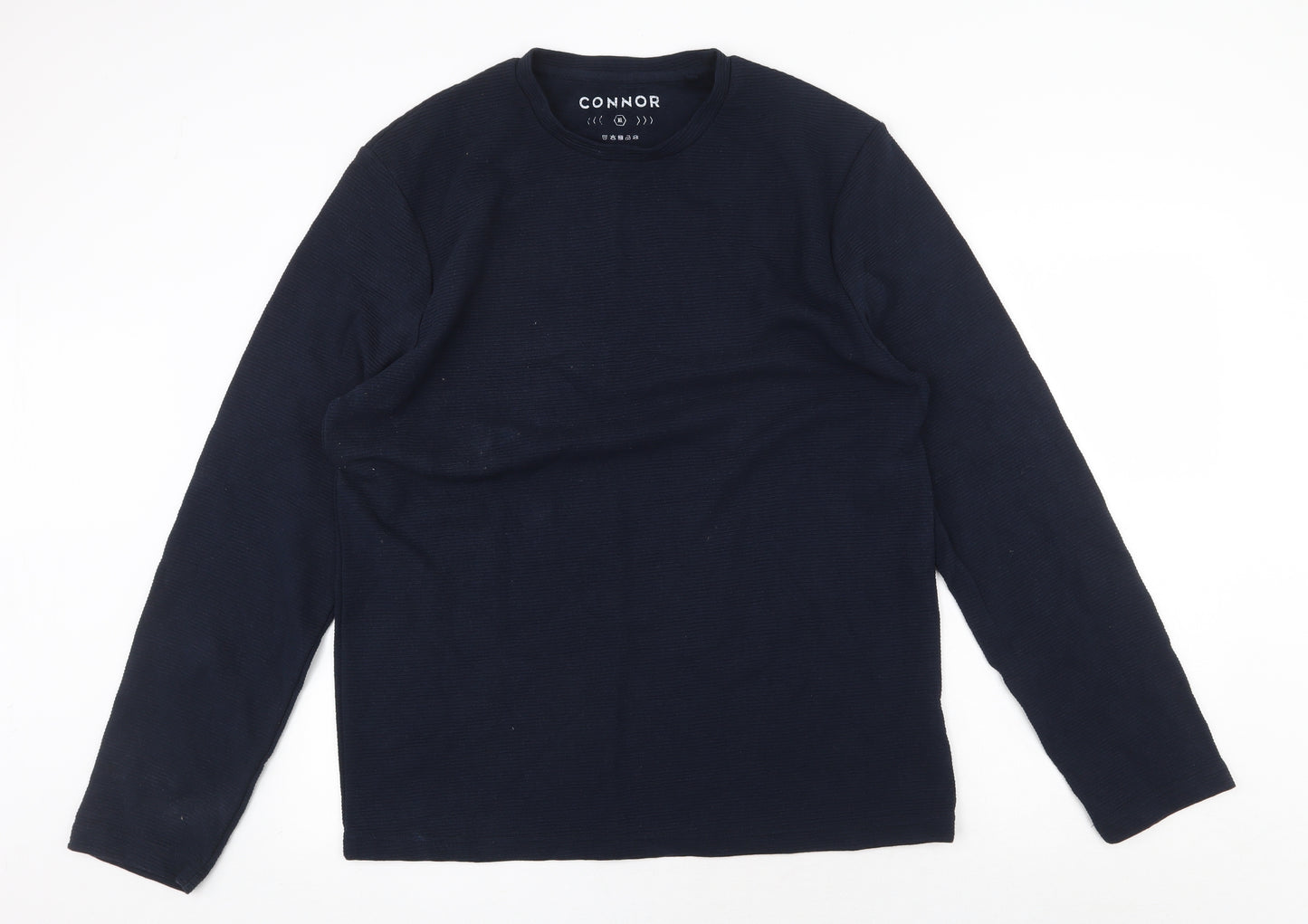 Connor Mens Blue Round Neck Cotton Pullover Jumper Size XL