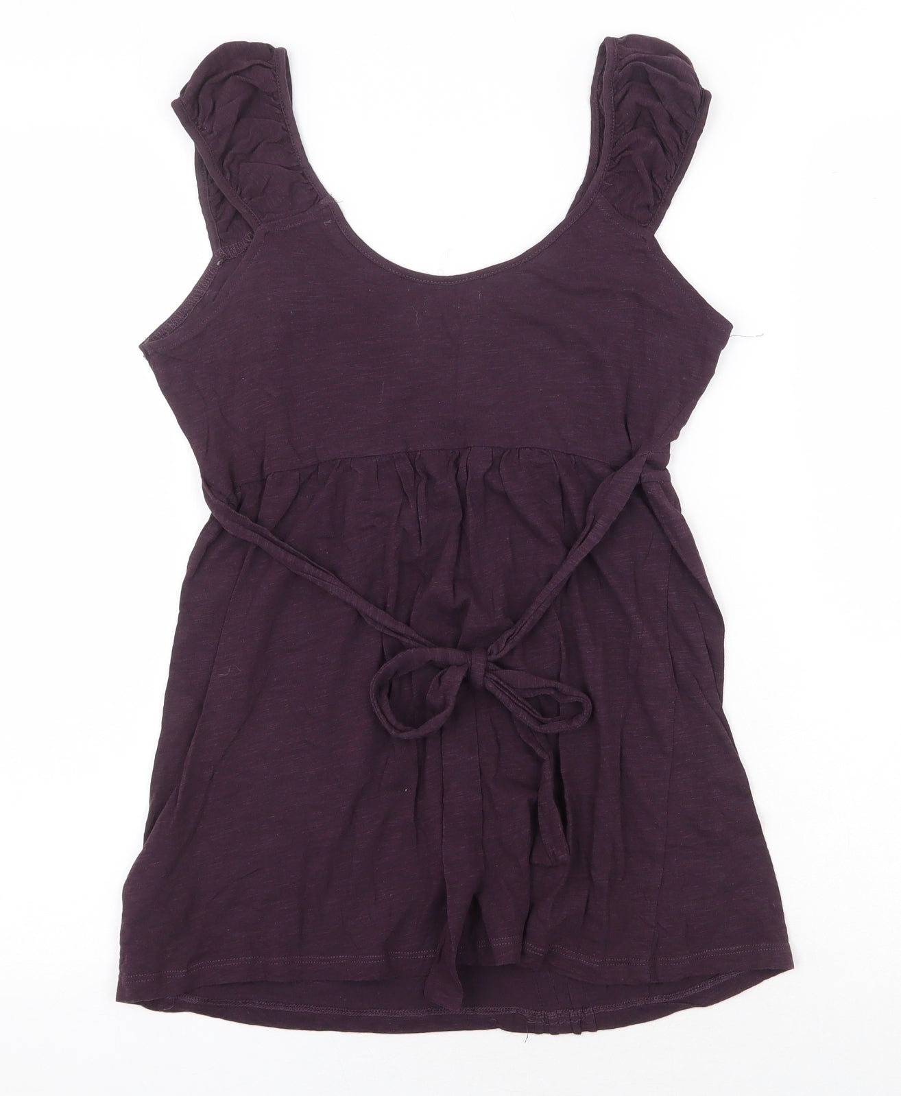 New Look Womens Purple 100% Cotton Basic Blouse Size 8 Scoop Neck