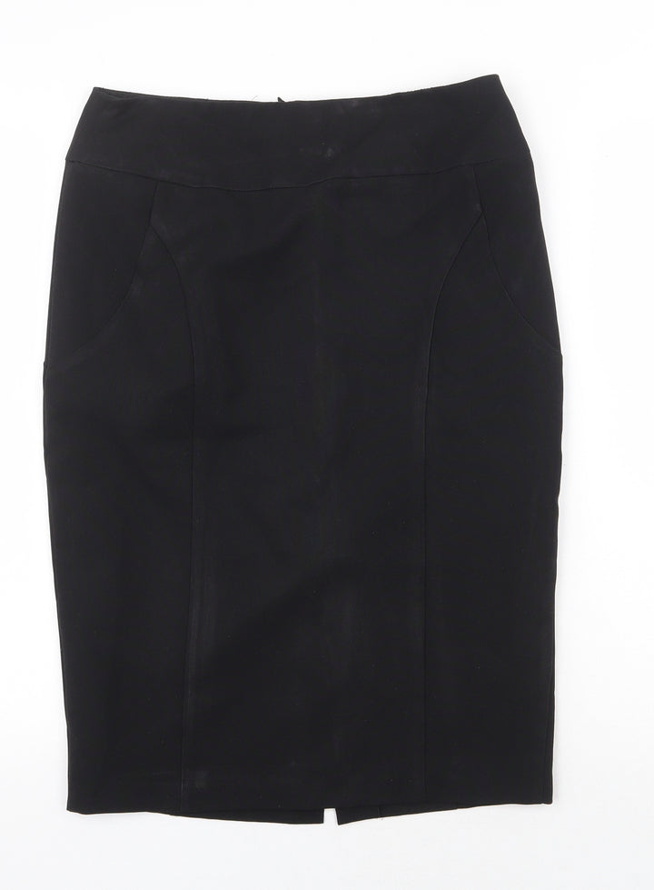 E-vie Womens Black Polyester Straight & Pencil Skirt Size 10 Zip