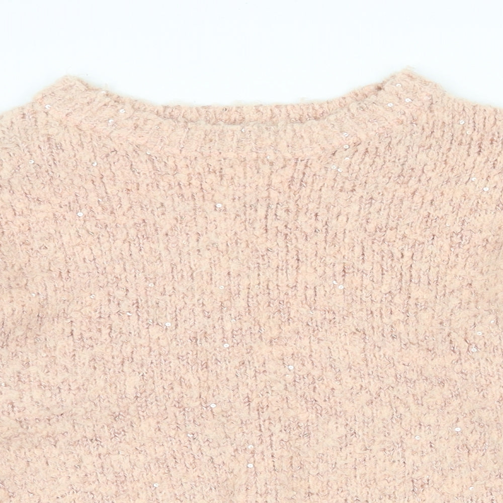 F&F Womens Pink Boat Neck Polyester Pullover Jumper Size 8
