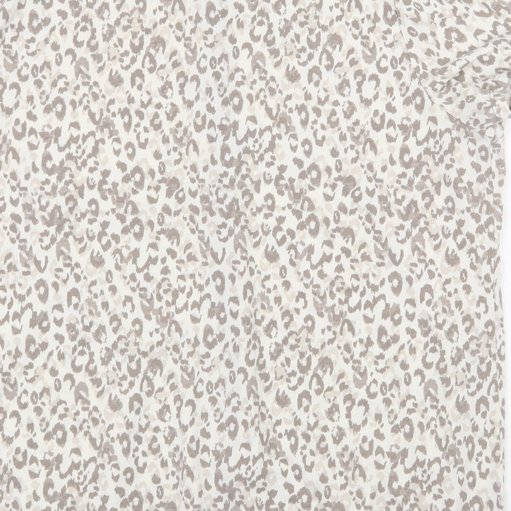 Bonmarché Womens Beige Animal Print Polyester Basic T-Shirt Size 18 Scoop Neck - Leopard Print