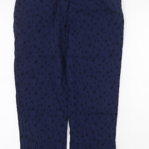 Just Elegance Womens Blue Geometric Polyester Capri Trousers Size 12 Regular Zip