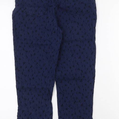 Just Elegance Womens Blue Geometric Polyester Capri Trousers Size 12 Regular Zip