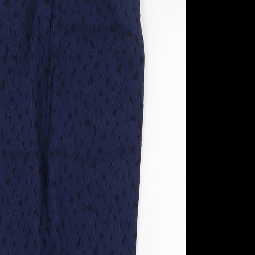 Just Elegance Womens Blue Geometric Polyester Capri Trousers Size 12 Regular Zip