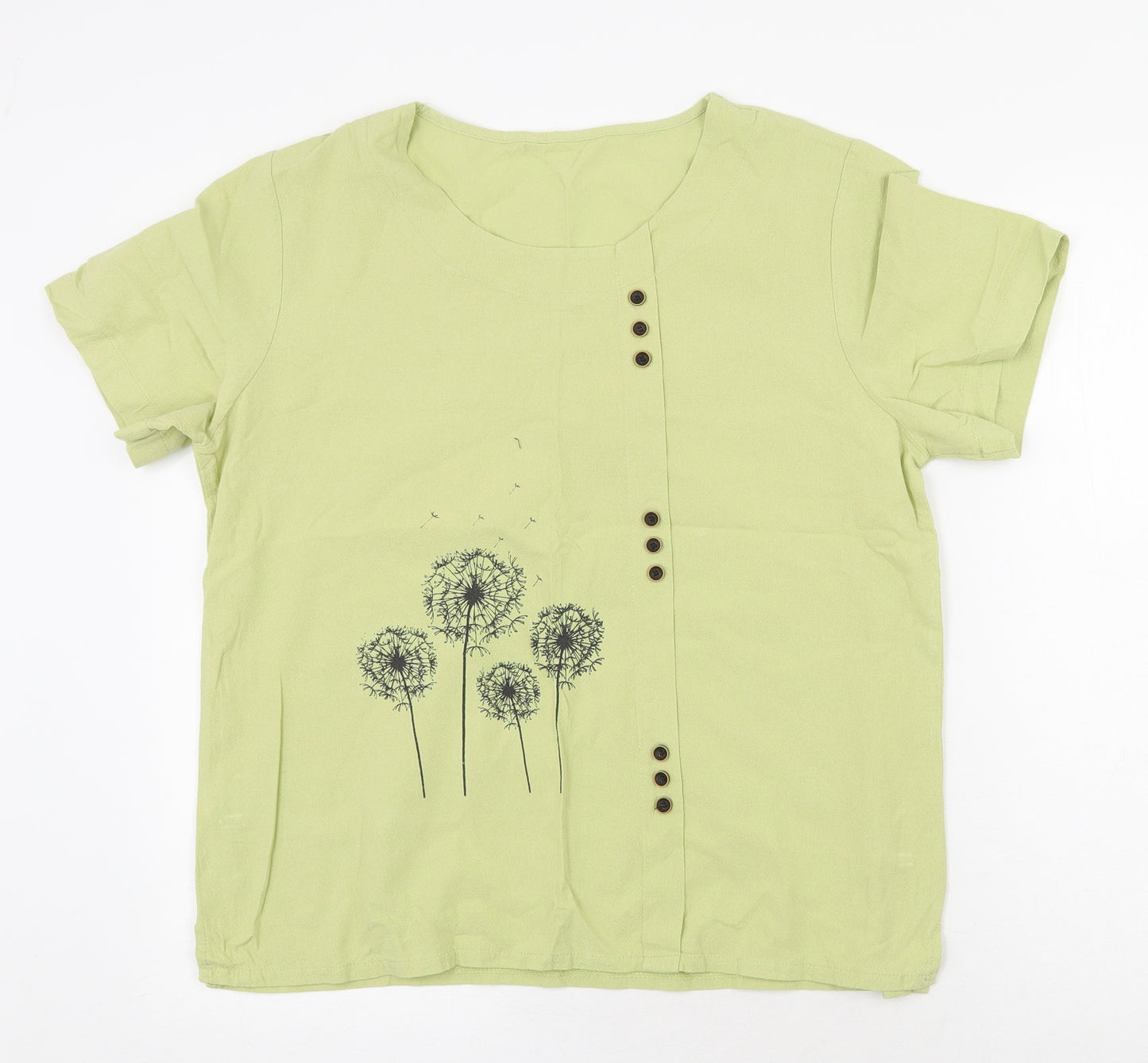 Preworn Womens Green Polyester Basic Blouse Size M Scoop Neck - Dandelion