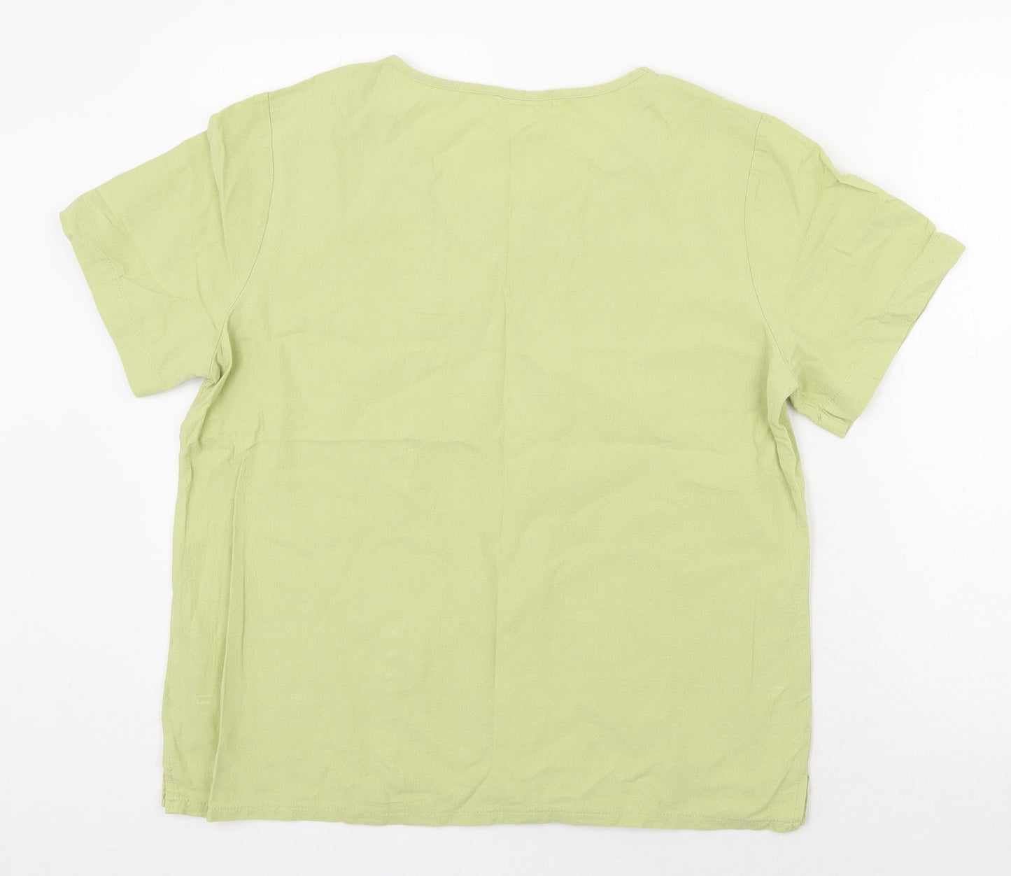 Preworn Womens Green Polyester Basic Blouse Size M Scoop Neck - Dandelion
