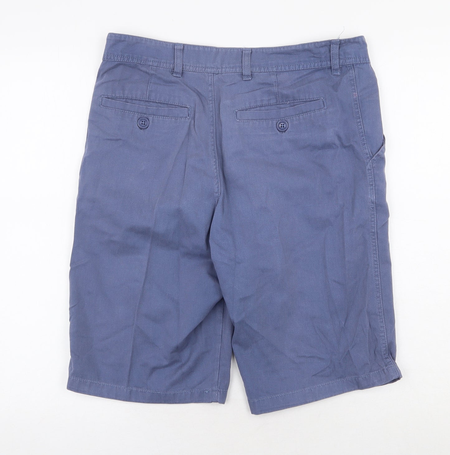Charles Wilson Mens Blue Cotton Chino Shorts Size 32 in Regular Zip