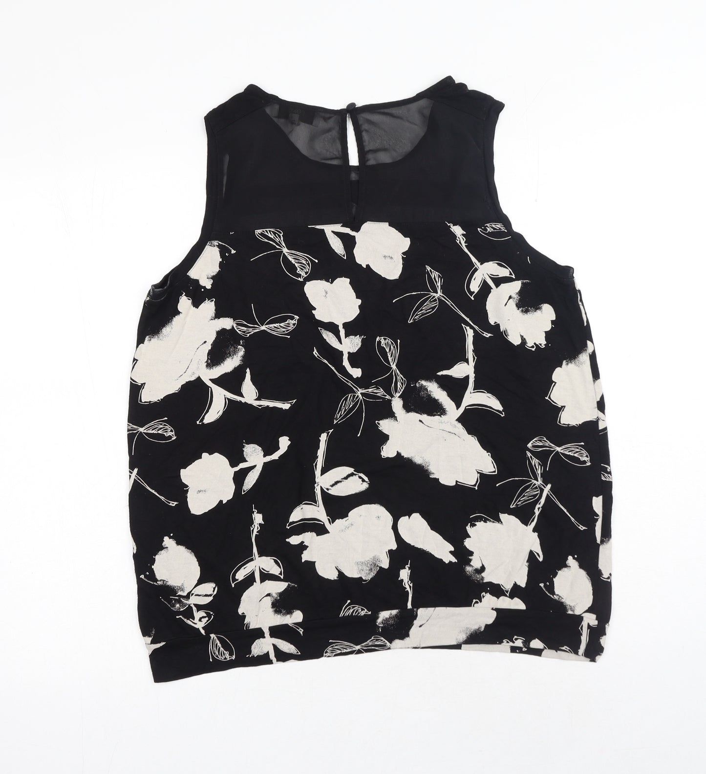 NEXT Womens Black Geometric Polyester Basic Tank Size 16 Round Neck