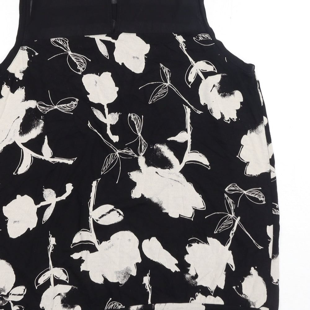 NEXT Womens Black Geometric Polyester Basic Tank Size 16 Round Neck