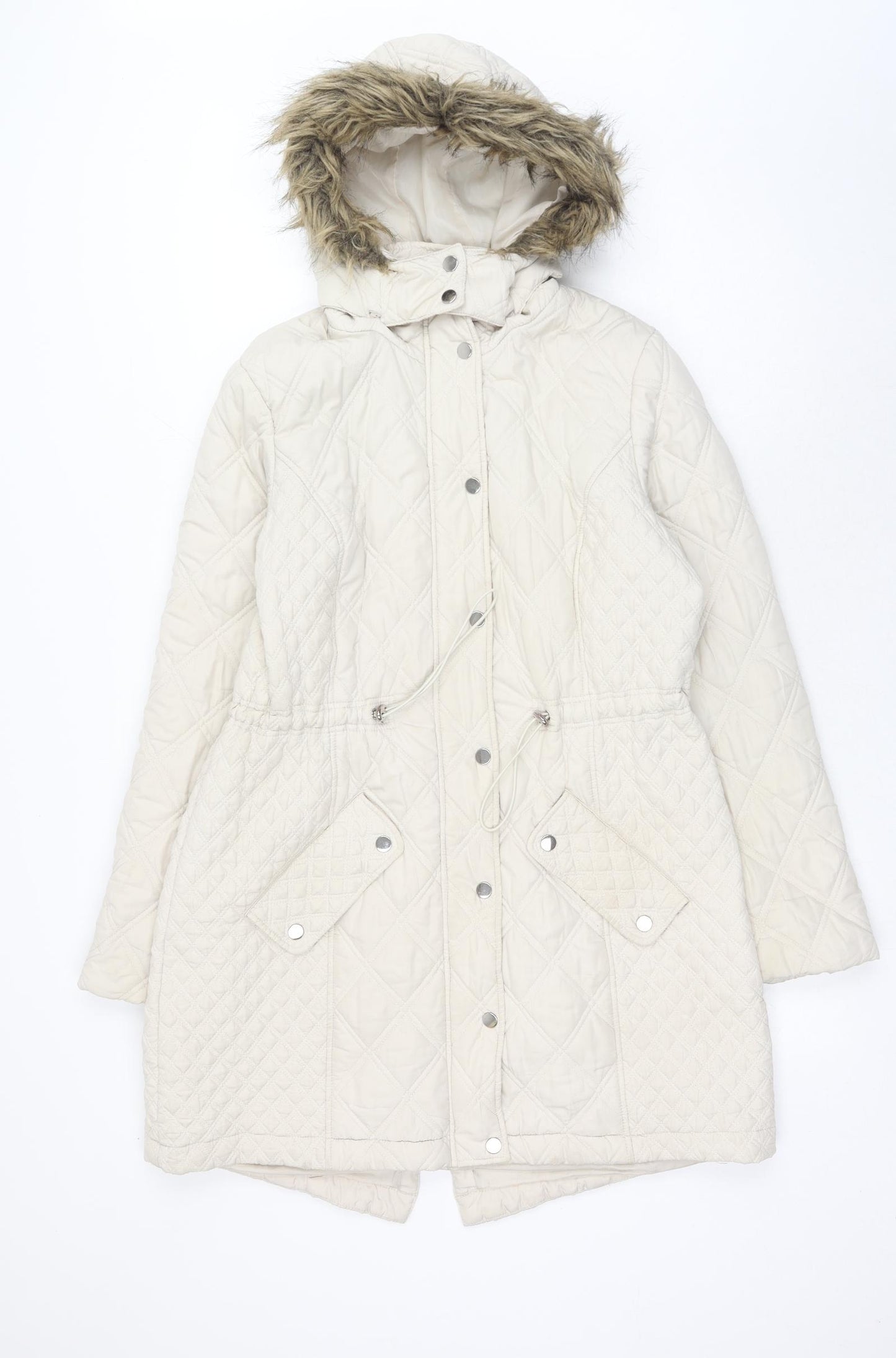 George Womens White Parka Coat Size 16 Zip