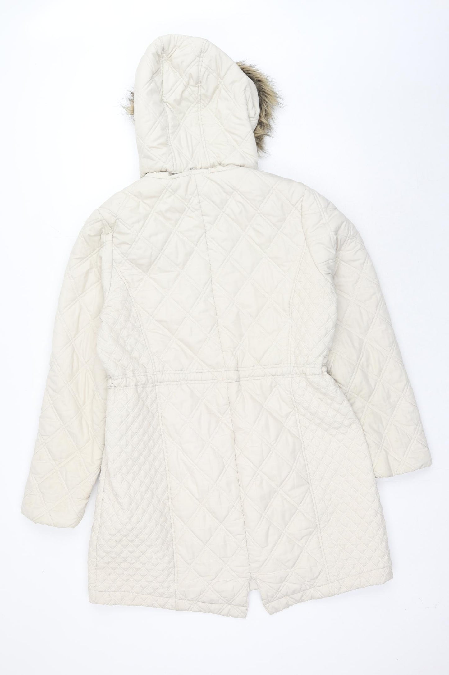 George Womens White Parka Coat Size 16 Zip