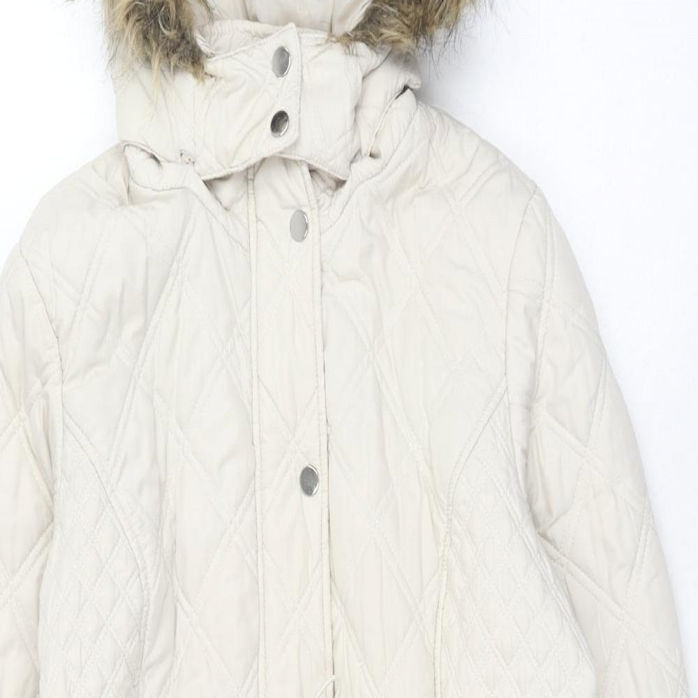 George Womens White Parka Coat Size 16 Zip