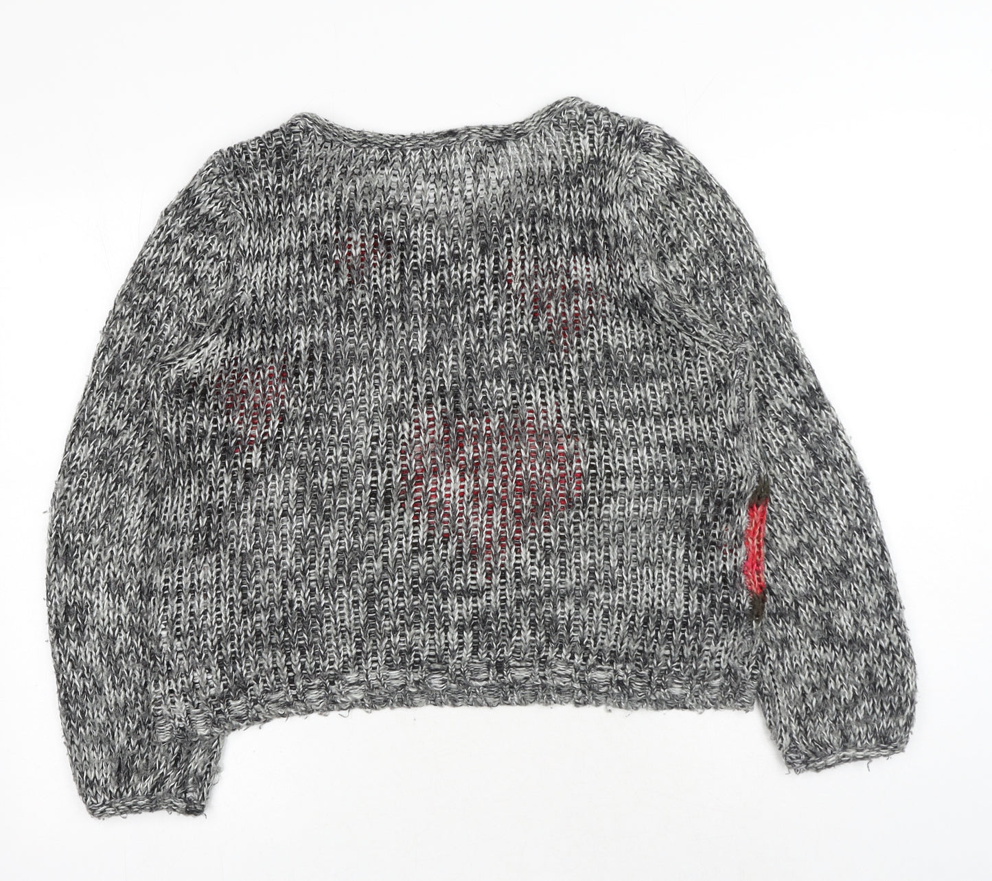 Debenhams Womens Grey Boat Neck Geometric Acrylic Pullover Jumper Size 14 - Heart Box Fit