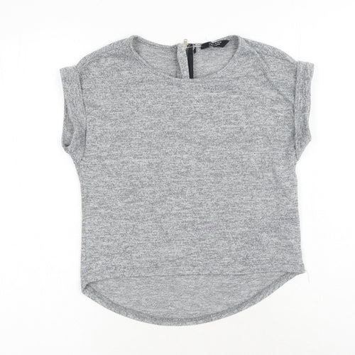New Look Girls Grey Polyester Basic T-Shirt Size 10-11 Years Round Neck Zip