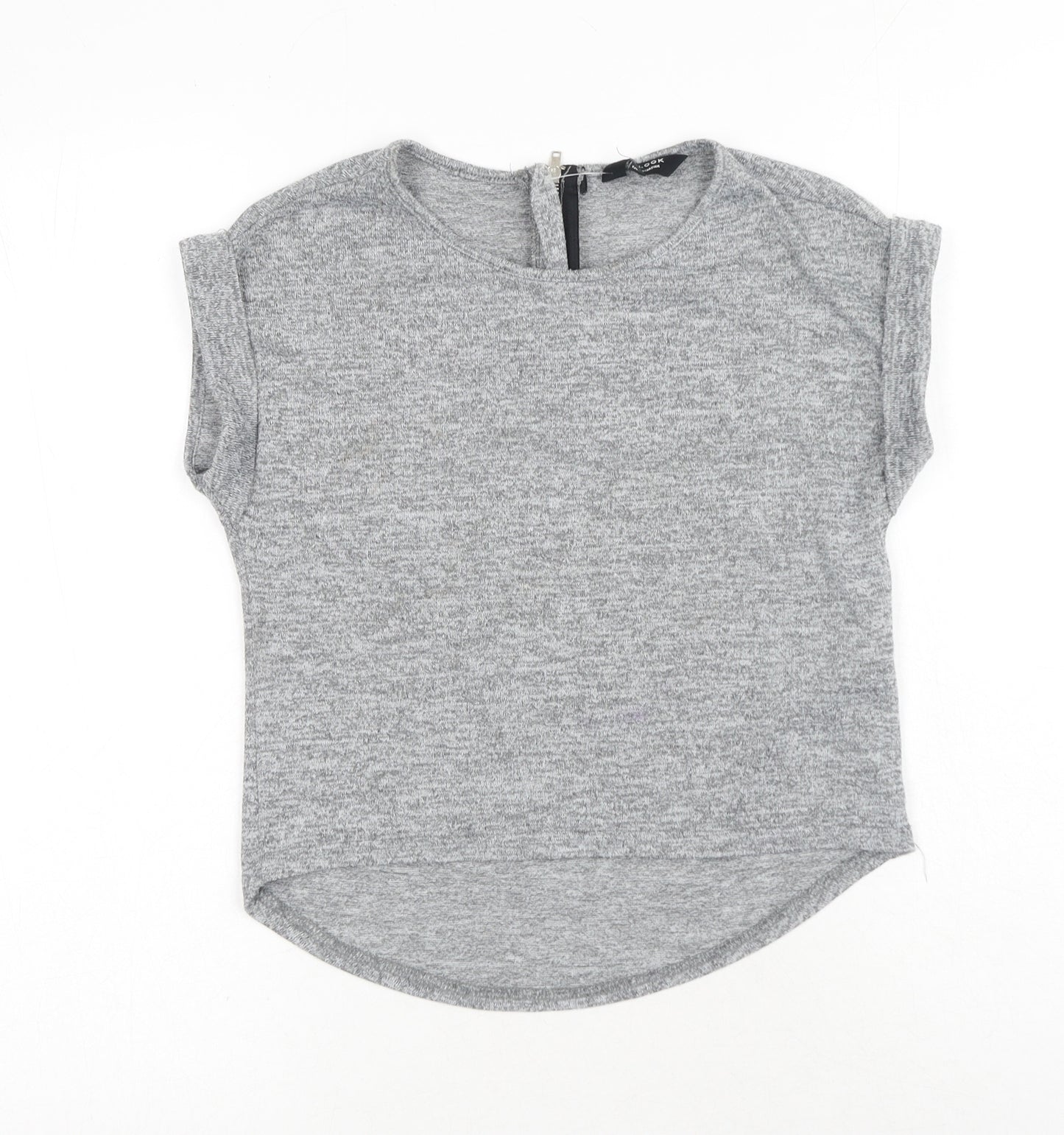 New Look Girls Grey Polyester Basic T-Shirt Size 10-11 Years Round Neck Zip