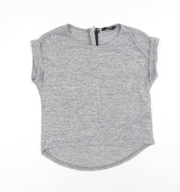 New Look Girls Grey Polyester Basic T-Shirt Size 10-11 Years Round Neck Zip