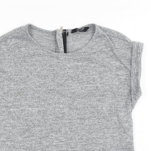 New Look Girls Grey Polyester Basic T-Shirt Size 10-11 Years Round Neck Zip