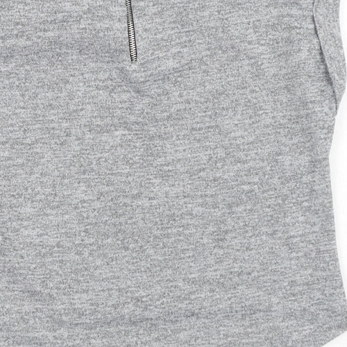 New Look Girls Grey Polyester Basic T-Shirt Size 10-11 Years Round Neck Zip