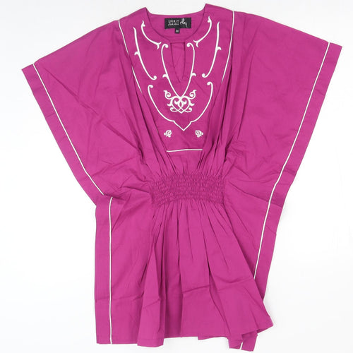 Spirit of Arabia Womens Pink Geometric Cotton Basic Blouse Size M V-Neck