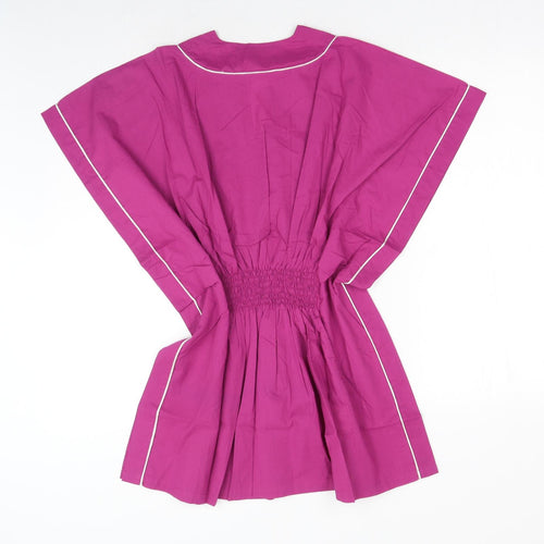 Spirit of Arabia Womens Pink Geometric Cotton Basic Blouse Size M V-Neck