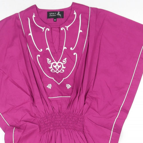 Spirit of Arabia Womens Pink Geometric Cotton Basic Blouse Size M V-Neck