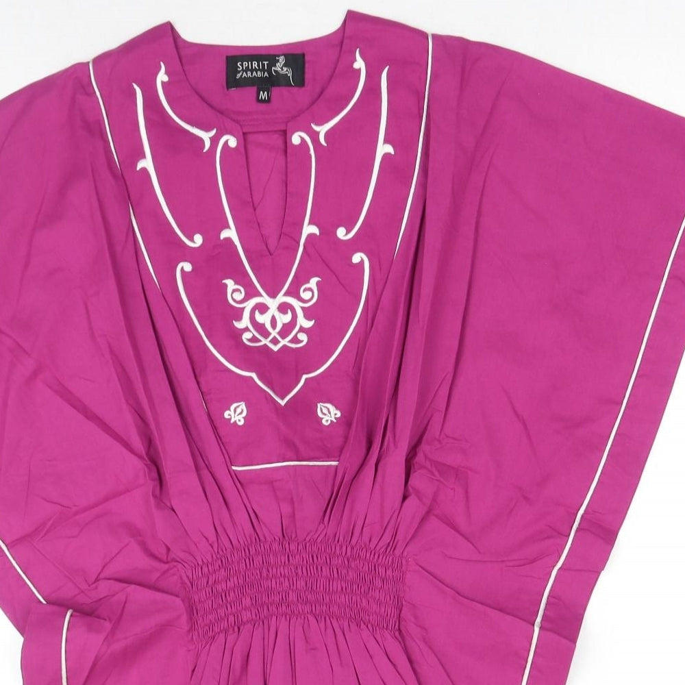 Spirit of Arabia Womens Pink Geometric Cotton Basic Blouse Size M V-Neck