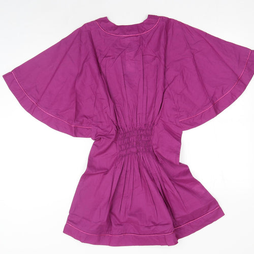 Spirit of Arabia Womens Purple Geometric Cotton Basic Blouse Size L V-Neck
