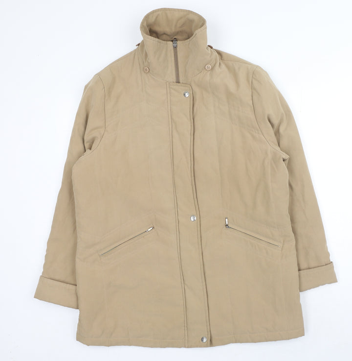 Preworn Womens Beige Jacket Coat Size 14 Button