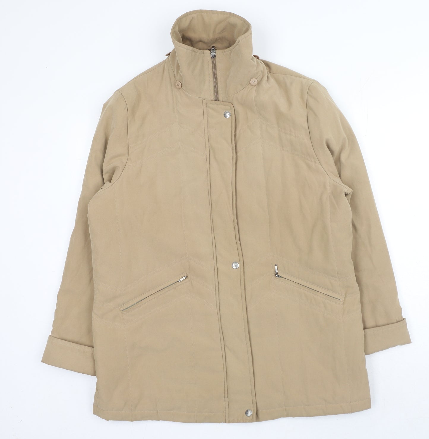 Preworn Womens Beige Jacket Coat Size 14 Button