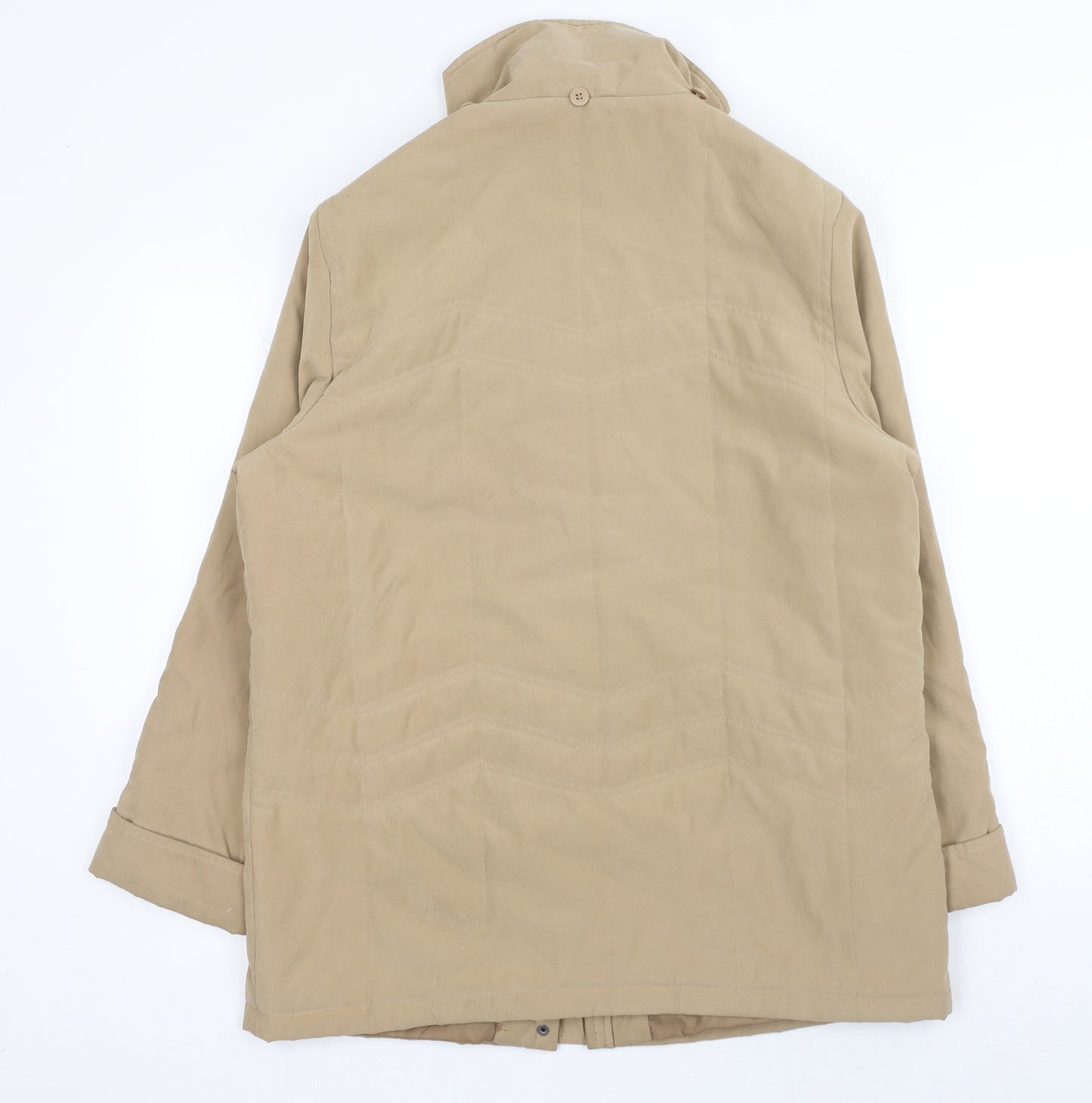 Preworn Womens Beige Jacket Coat Size 14 Button