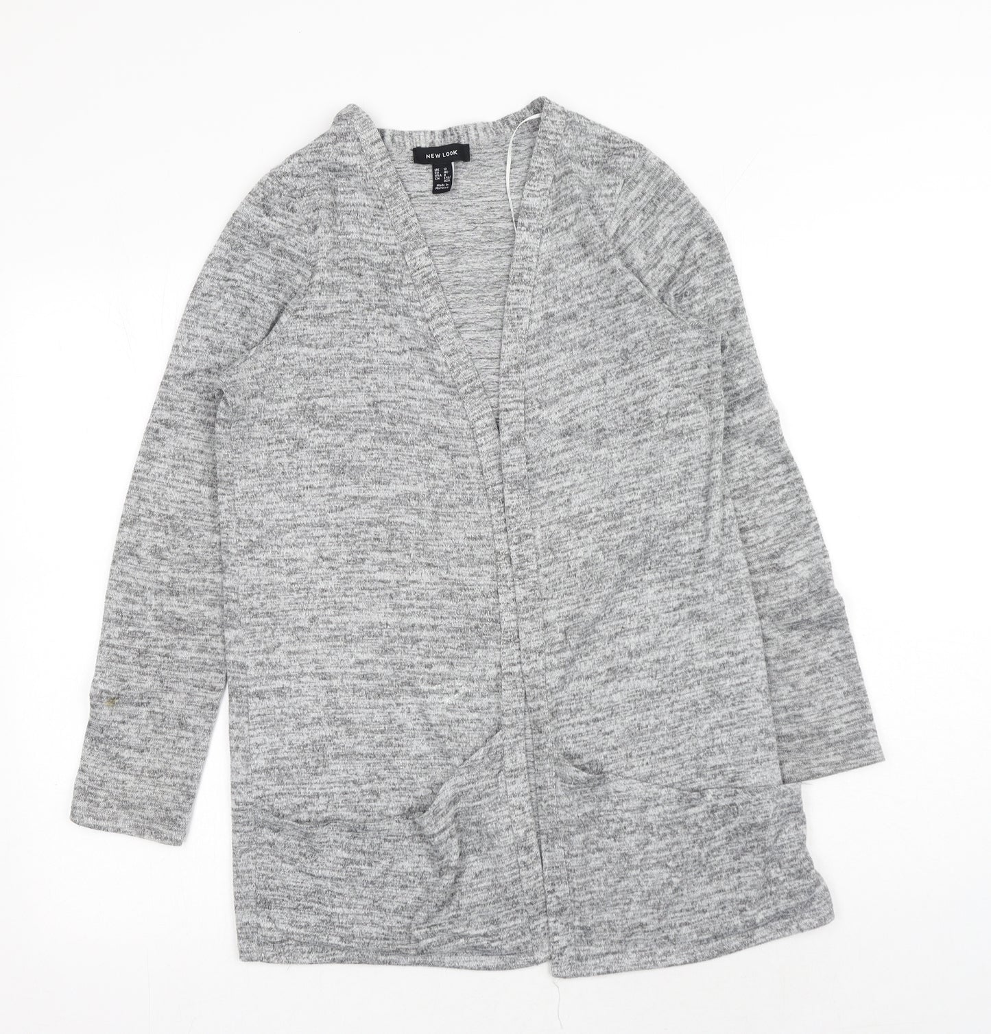 New Look Womens Grey V-Neck Polyester Cardigan Jumper Size 12