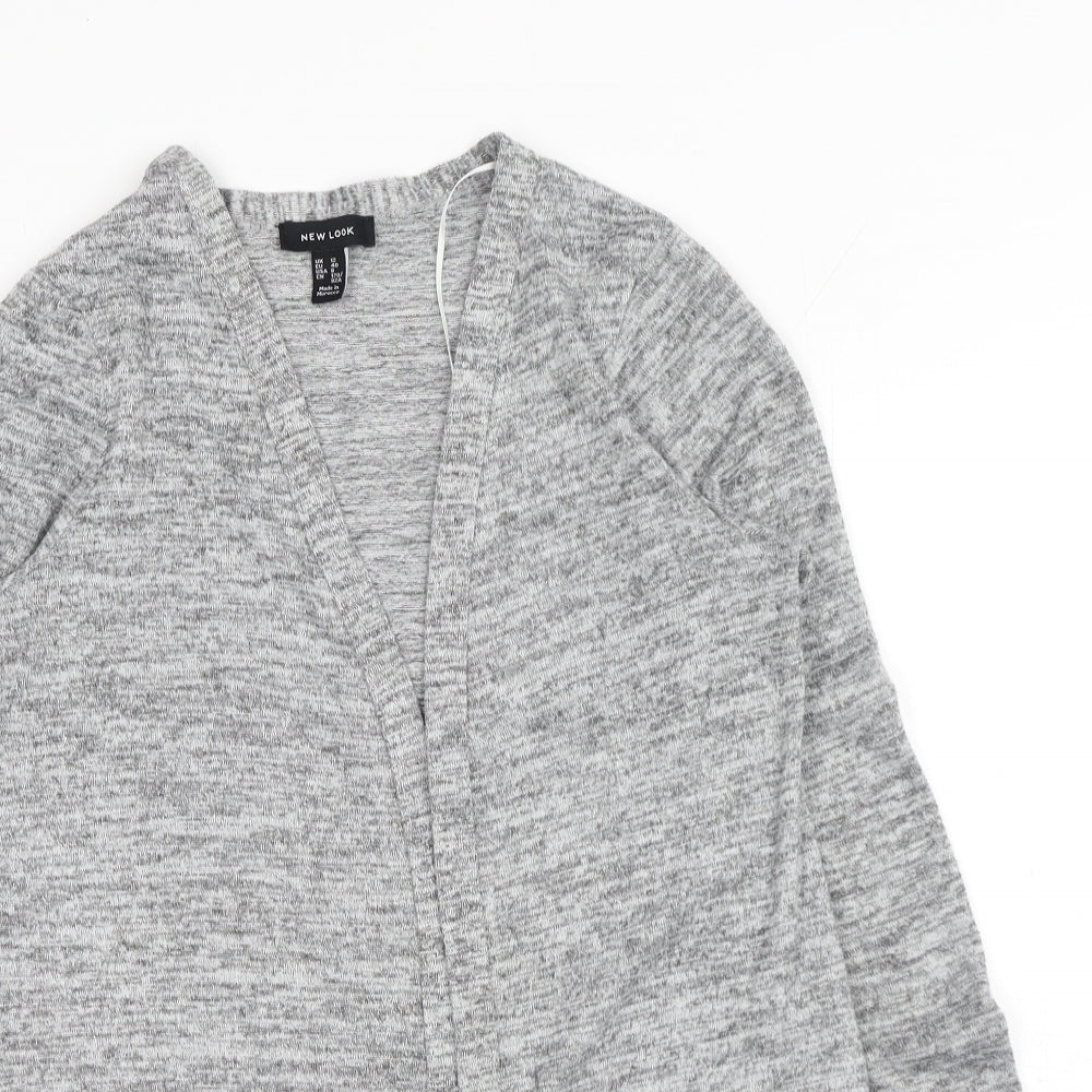 New Look Womens Grey V-Neck Polyester Cardigan Jumper Size 12