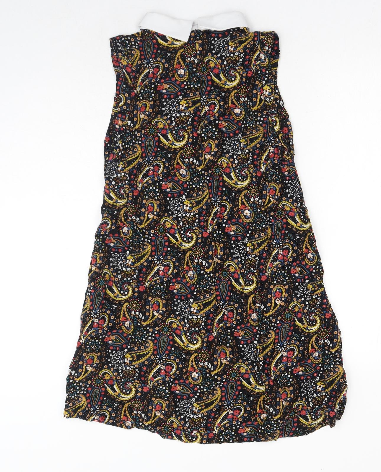 Cooperative Womens Black Paisley Viscose Basic Blouse Size S Collared