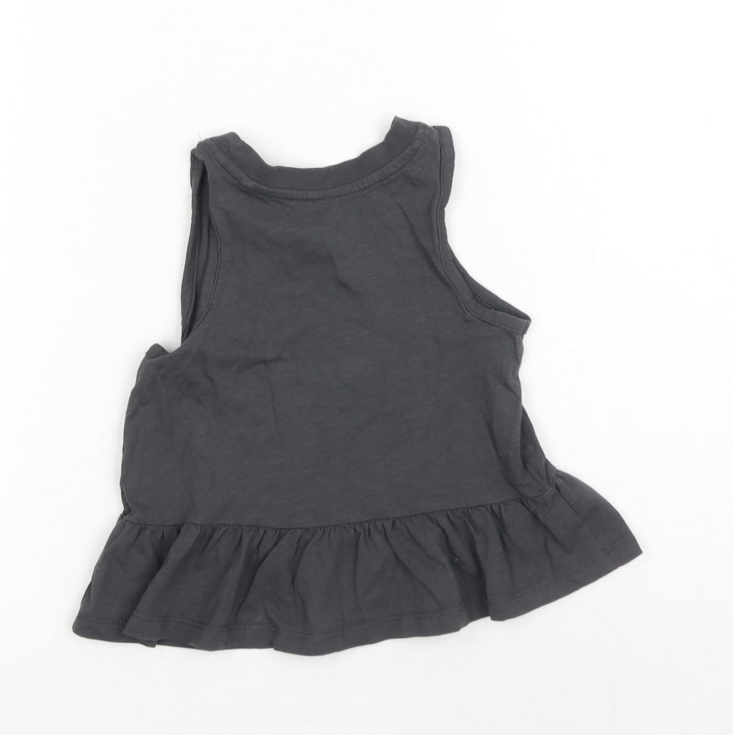 TU Girls Grey Cotton Basic Tank Size 4 Years Scoop Neck Pullover