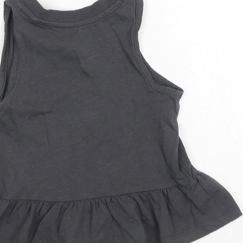 TU Girls Grey Cotton Basic Tank Size 4 Years Scoop Neck Pullover