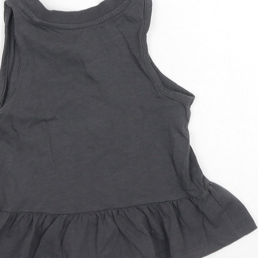 TU Girls Grey Cotton Basic Tank Size 4 Years Scoop Neck Pullover