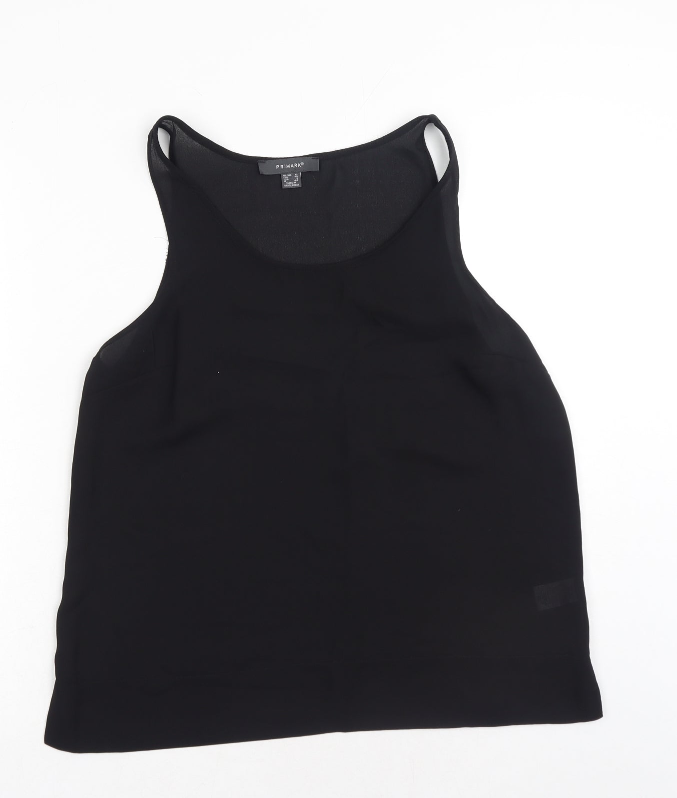 Primark Womens Black Polyester Basic Tank Size 12 Scoop Neck