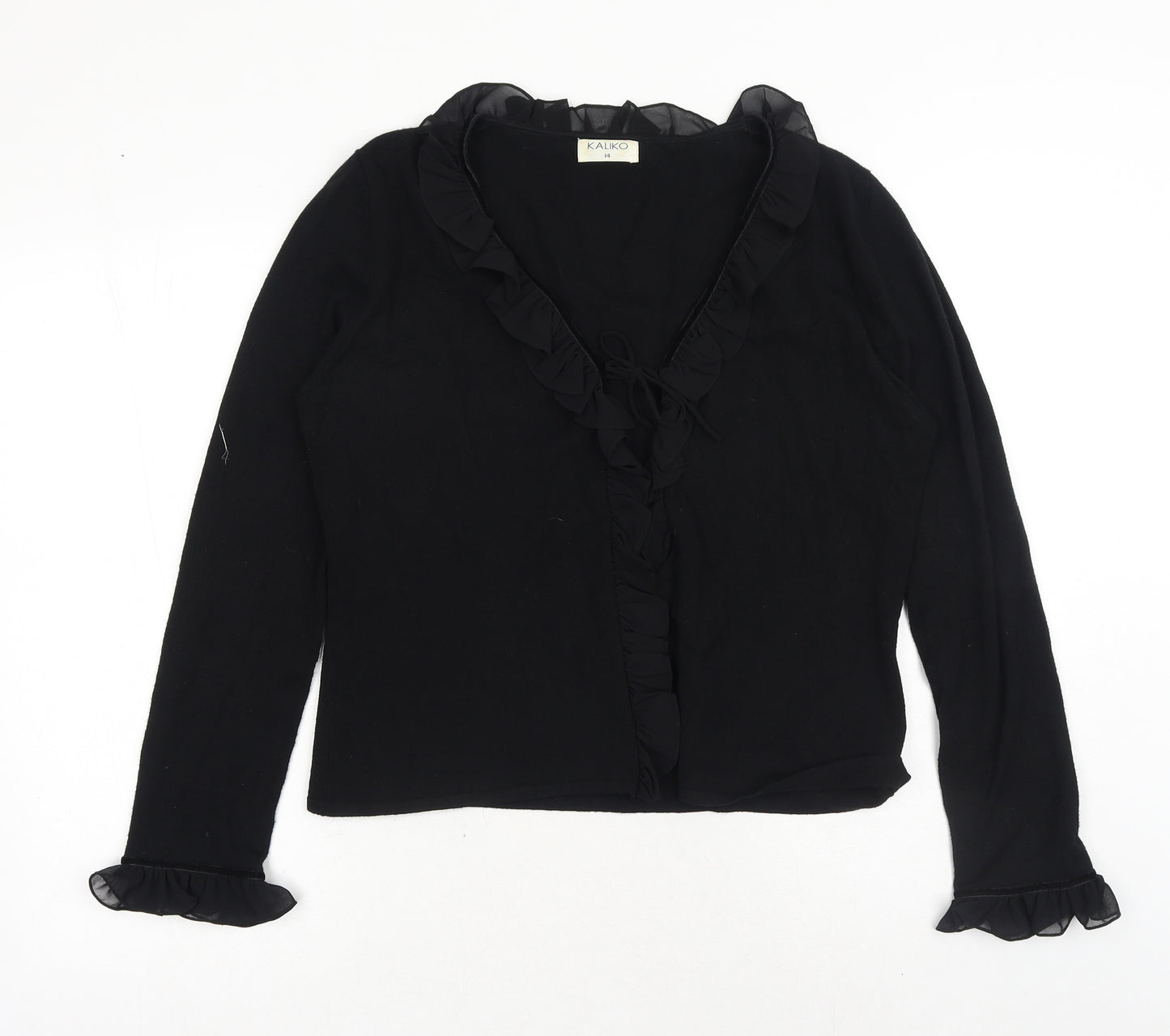 Kaliko Womens Black V-Neck Viscose Cardigan Jumper Size 14