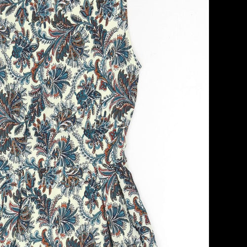 Tenki Womens Blue Floral Polyester A-Line Size 8 Round Neck Zip