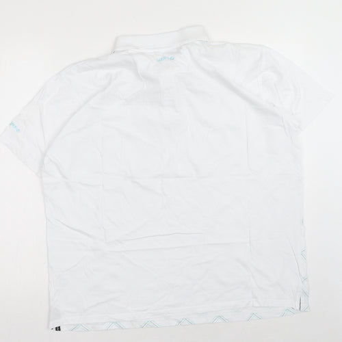 EWM Mens White Plaid Cotton Polo Size L Collared Button