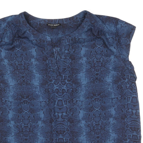 Hilary Radley Womens Blue Geometric Polyester Basic Blouse Size XL V-Neck