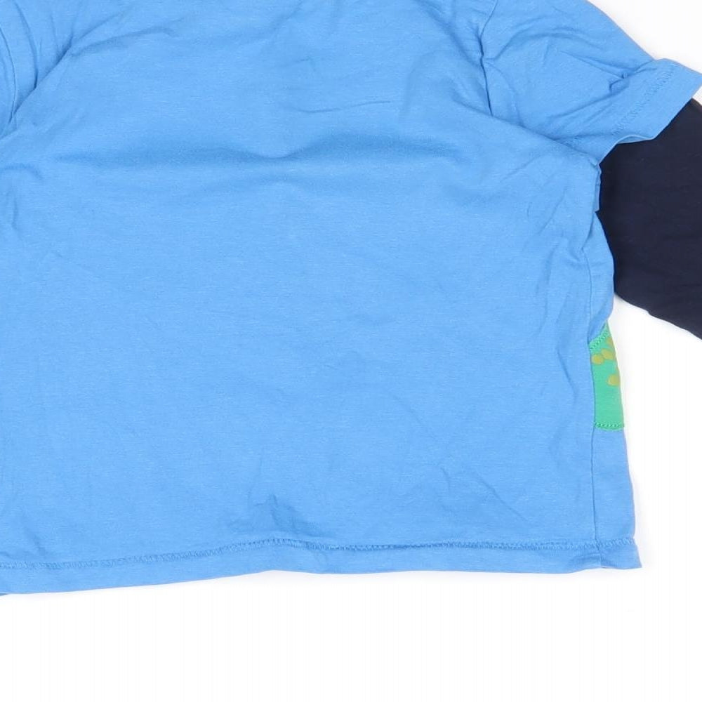 Marks and Spencer Boys Blue Cotton Basic T-Shirt Size 3-4 Years Round Neck Pullover - Dinosaur