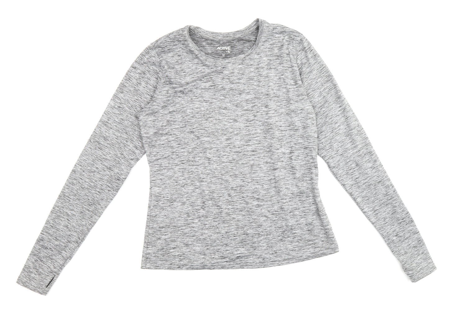 TU Womens Grey Polyester Basic T-Shirt Size 12 Scoop Neck Pullover