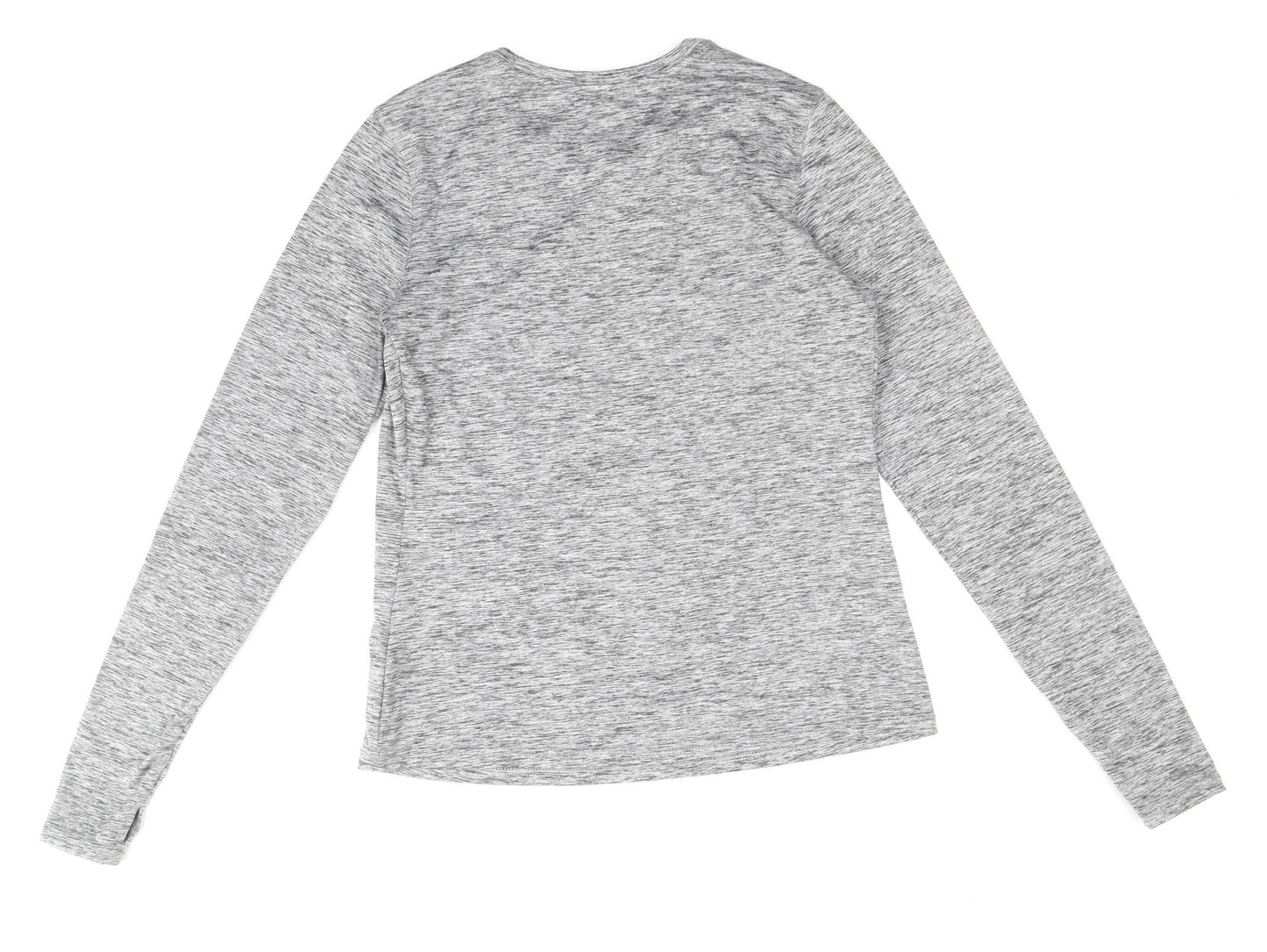 TU Womens Grey Polyester Basic T-Shirt Size 12 Scoop Neck Pullover