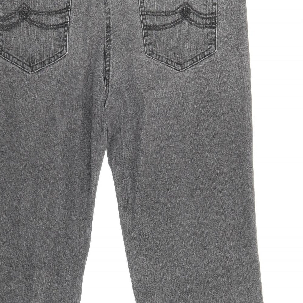 Marks and Spencer Womens Grey Cotton Bootcut Jeans Size 12 Regular Zip
