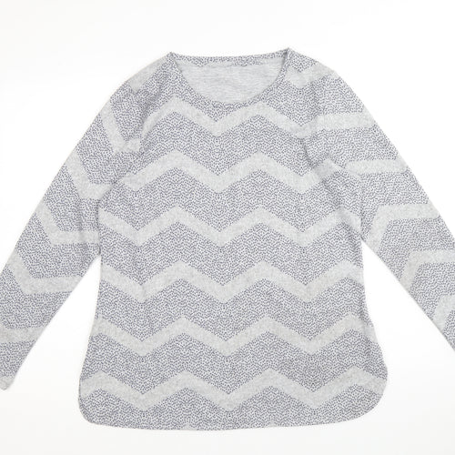 Preworn Womens Grey Scoop Neck Geometric Polyester Pullover Jumper Size 12