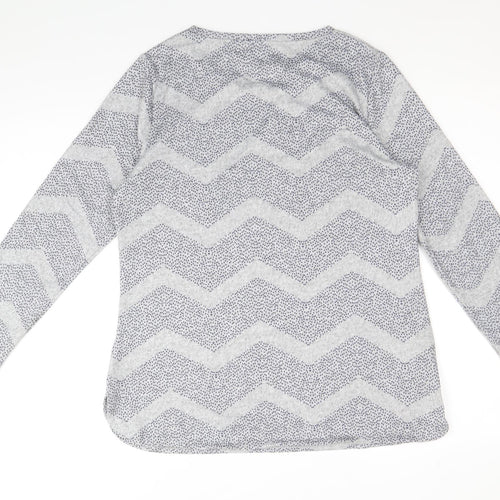 Preworn Womens Grey Scoop Neck Geometric Polyester Pullover Jumper Size 12