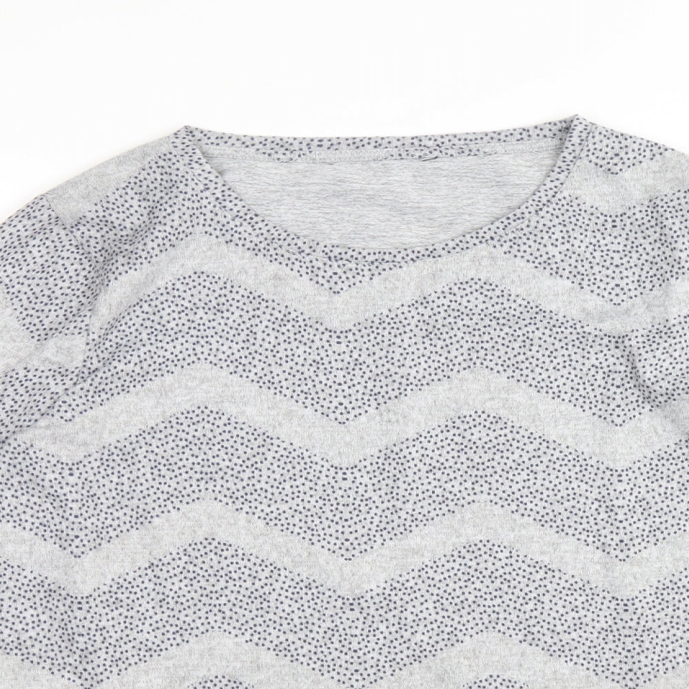 Preworn Womens Grey Scoop Neck Geometric Polyester Pullover Jumper Size 12