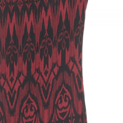 New Look Womens Red Geometric Viscose Bodycon Size 8 Scoop Neck Pullover